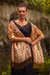 Batik silk shawl, 'Kawung Plains in Marigold' - Batik Silk Shawl with Kawung Motifs in Marigold from Bali (image 2) thumbail