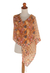 Batik silk shawl, 'Kawung Plains in Marigold' - Batik Silk Shawl with Kawung Motifs in Marigold from Bali (image 2f) thumbail