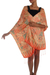 Batik silk shawl, 'Tangerine Sekar Jagad' - Batik Silk Shawl with Traditional Motifs in Tangerine thumbail