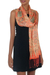 Batik silk shawl, 'Tangerine Sekar Jagad' - Batik Silk Shawl with Traditional Motifs in Tangerine (image 2c) thumbail