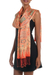 Batik silk shawl, 'Tangerine Sekar Jagad' - Batik Silk Shawl with Traditional Motifs in Tangerine (image 2d) thumbail