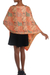 Batik silk shawl, 'Tangerine Sekar Jagad' - Batik Silk Shawl with Traditional Motifs in Tangerine