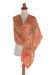 Batik silk shawl, 'Tangerine Sekar Jagad' - Batik Silk Shawl with Traditional Motifs in Tangerine (image 2f) thumbail