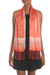 Batik silk scarf, 'Truntum Majesty' - Batik Silk Shawl with Truntum Motifs in Tangerine from Bali thumbail