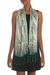 Batik silk shawl, 'Parang World in Moss' - Batik Silk Scarf with Parang Motifs in Moss from Bali thumbail