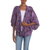 Rayon batik kimono jacket, 'Lavish Garden in Boysenberry' - Purple Batik Short Rayon Kimono Jacket (image 2b) thumbail