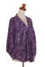 Rayon batik kimono jacket, 'Lavish Garden in Boysenberry' - Purple Batik Short Rayon Kimono Jacket (image 2e) thumbail