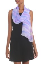 Hand-painted silk shawl, 'Mystifying Beauty' - Hand-Painted Silk Shawl in Amethyst and Teal from India