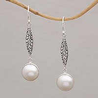Cultured pearl dangle earrings, 'Lovely Legacy'