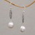 Cultured pearl dangle earrings, 'Lovely Legacy' - Sterling Silver and Cultured Mabe Pearl Dangle Earrings (image 2b) thumbail
