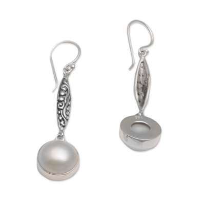 Aretes colgantes de perlas cultivadas - Aretes colgantes de plata esterlina y perlas cultivadas de Mabe