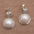 Cultured mabe pearl dangle earrings, 'White Morning' - Cultured Mabe Pearl Dangle Earrings from Bali (image 2b) thumbail