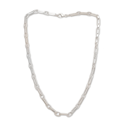 Collar de cadena de plata esterlina - Collar de cadena de cable de plata esterlina de Bali