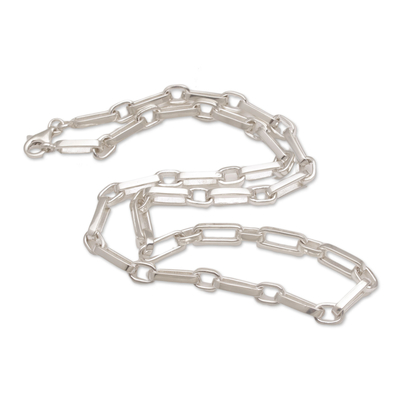 Collar de cadena de plata esterlina - Collar de cadena de cable de plata esterlina de Bali