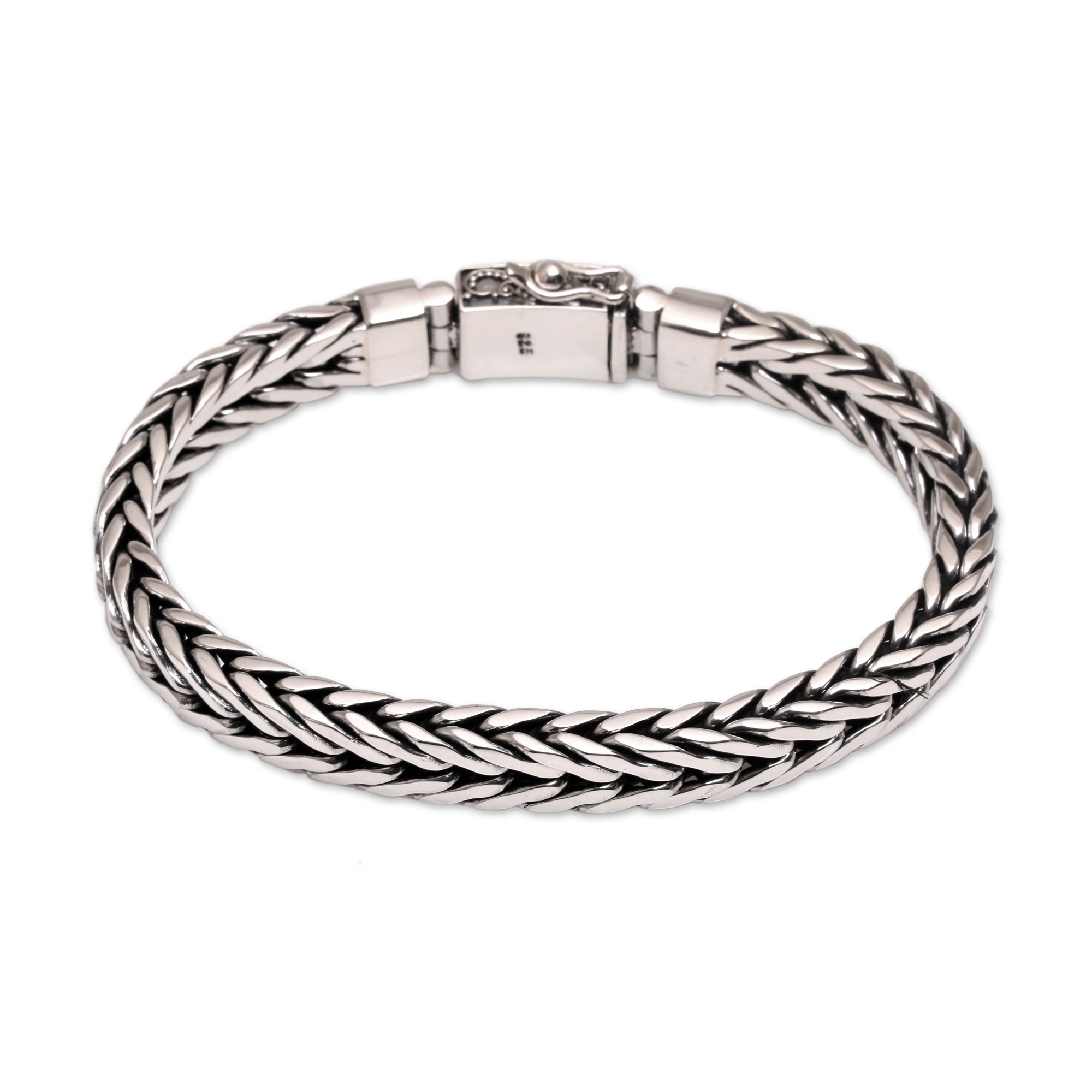 Sterling Silver Naga Chain Bracelet from Bali - Shining Naga | NOVICA
