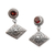Garnet dangle earrings, 'Diamond Dew' - Garnet Dangle Earrings with Diamond Shapes from Bali thumbail