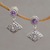 Amethyst dangle earrings, 'Diamond Dew' - Amethyst Dangle Earrings with Diamond Shapes from Bali (image 2) thumbail