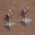Amethyst dangle earrings, 'Diamond Dew' - Amethyst Dangle Earrings with Diamond Shapes from Bali (image 2b) thumbail