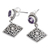 Amethyst dangle earrings, 'Diamond Dew' - Amethyst Dangle Earrings with Diamond Shapes from Bali