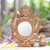 Wood wall mirror, 'Shiva's Reflection' - Light Brown Suar Wood Shiva Mirror from Indonesia