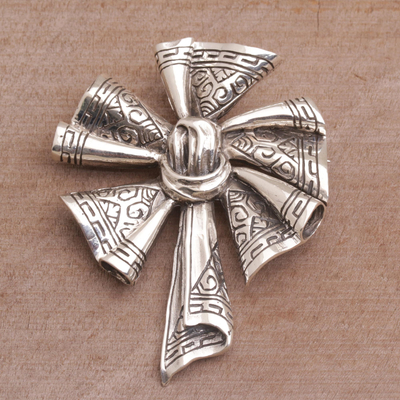 Sterling silver brooch, Songket Windmill