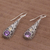 Gold-accented amethyst dangle earrings, 'Monarch Drops' - Gold-accented Amethyst Butterfly Earrings from Bali (image 2c) thumbail