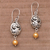Aretes colgantes de perlas cultivadas - Aretes Colgantes de Plata de Ley y Perlas Cultivadas Teñidas