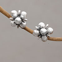 Sterling silver stud earrings, 'Jasmine Shine'