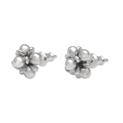 Sterling silver stud earrings, 'Jasmine Shine' - Sterling Silver Jasmine Flowers Stud Earrings from Bali