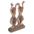 Teak wood statuette, 'Kecak Brothers' - Teak Wood Statuette of Ritual Dancers with Antique Finish