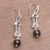 Smoky quartz and amethyst dangle earrings, 'Floral Fascination' - Floral Smoky Quartz and Amethyst Dangle Earrings from Bali (image 2c) thumbail