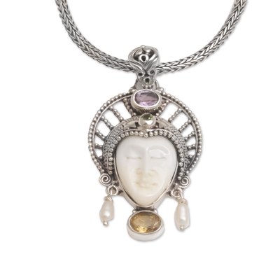 Multi-gemstone pendant necklace, 'Star King' - Multi-Gemstone Star-Themed Pendant Necklace from Bali