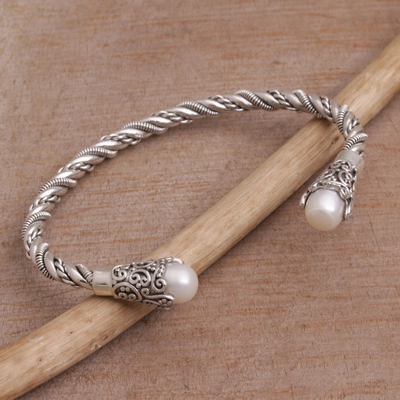 Brazalete de perlas cultivadas - Brazalete de perlas cultivadas blancas de Bali