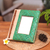 Natural fiber journal, 'Woven Memories in Green' - Hand-Woven Pandan Leaf Journal with Photo Cover in Green