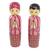 Mahogany toothpick holders, 'Lurik Wedding' (pair) - Two Cultural Mahogany Toothpick Holders in Pink from Bali (image 2a) thumbail