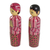 Mahogany toothpick holders, 'Lurik Wedding' (pair) - Two Cultural Mahogany Toothpick Holders in Pink from Bali (image 2d) thumbail