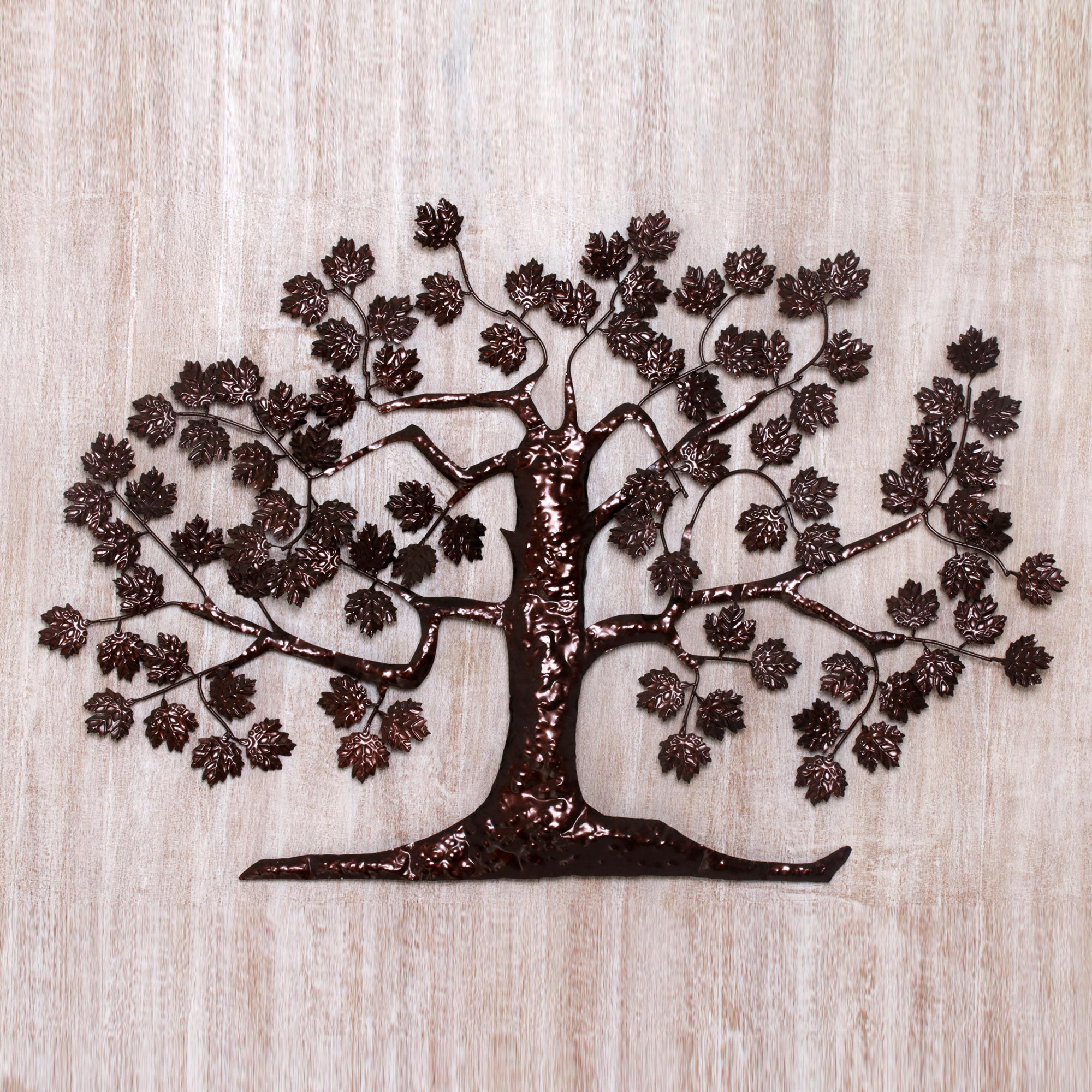 Handcrafted Wrought Iron Tree Wall Sculpture from Bali Maple Tree