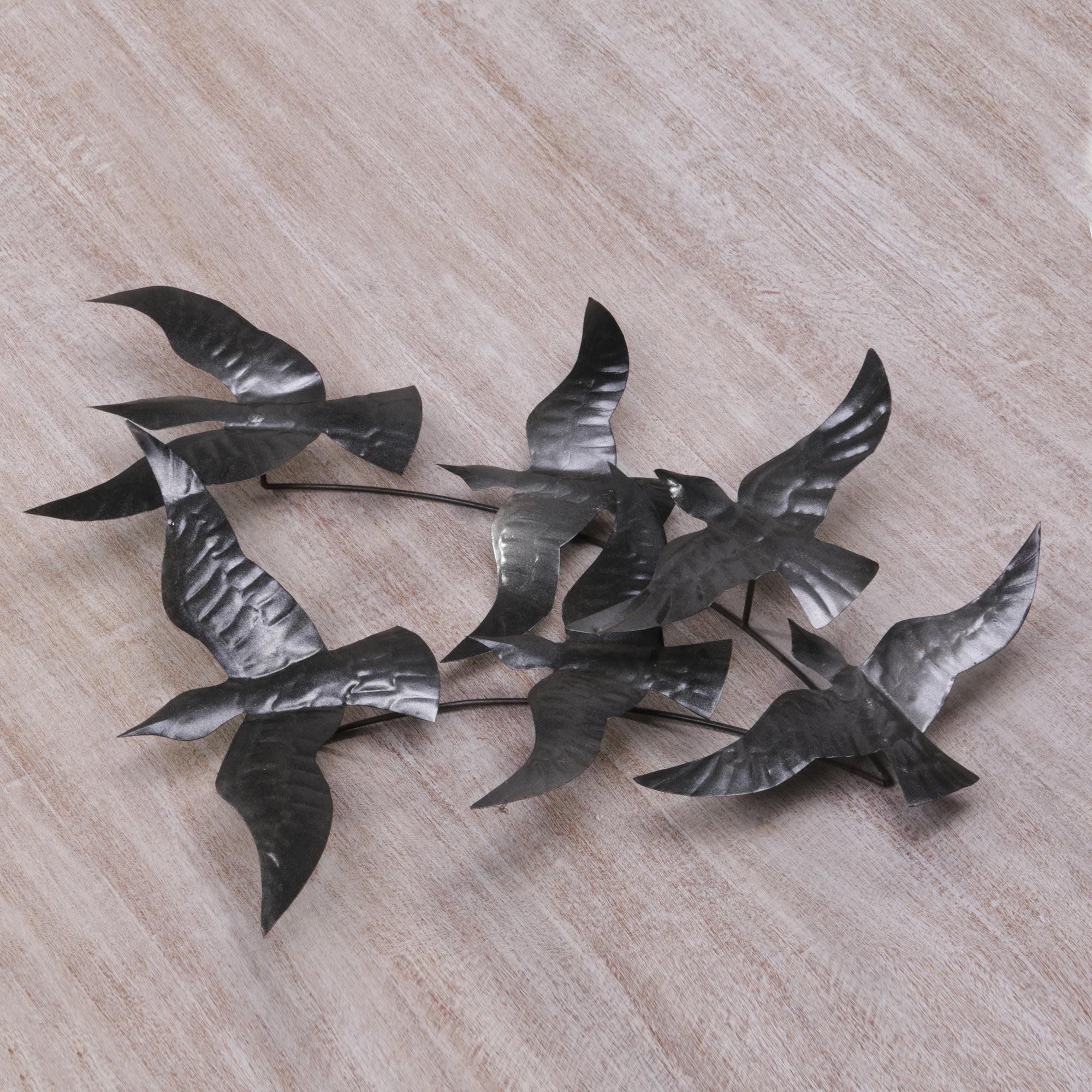 Handmade Metal Bird Flock Wall Sculpture Swallow Squadron NOVICA