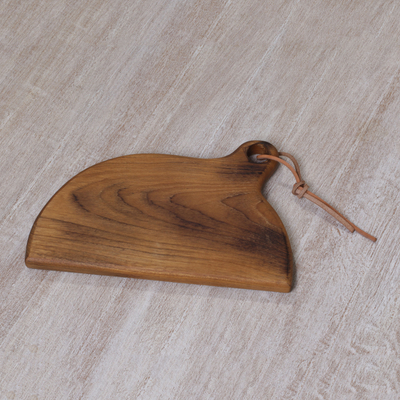 Teak wood cutting board, 'Dinnertime Memories' - Handcrafted Teak Wood Cutting Board from Indonesia
