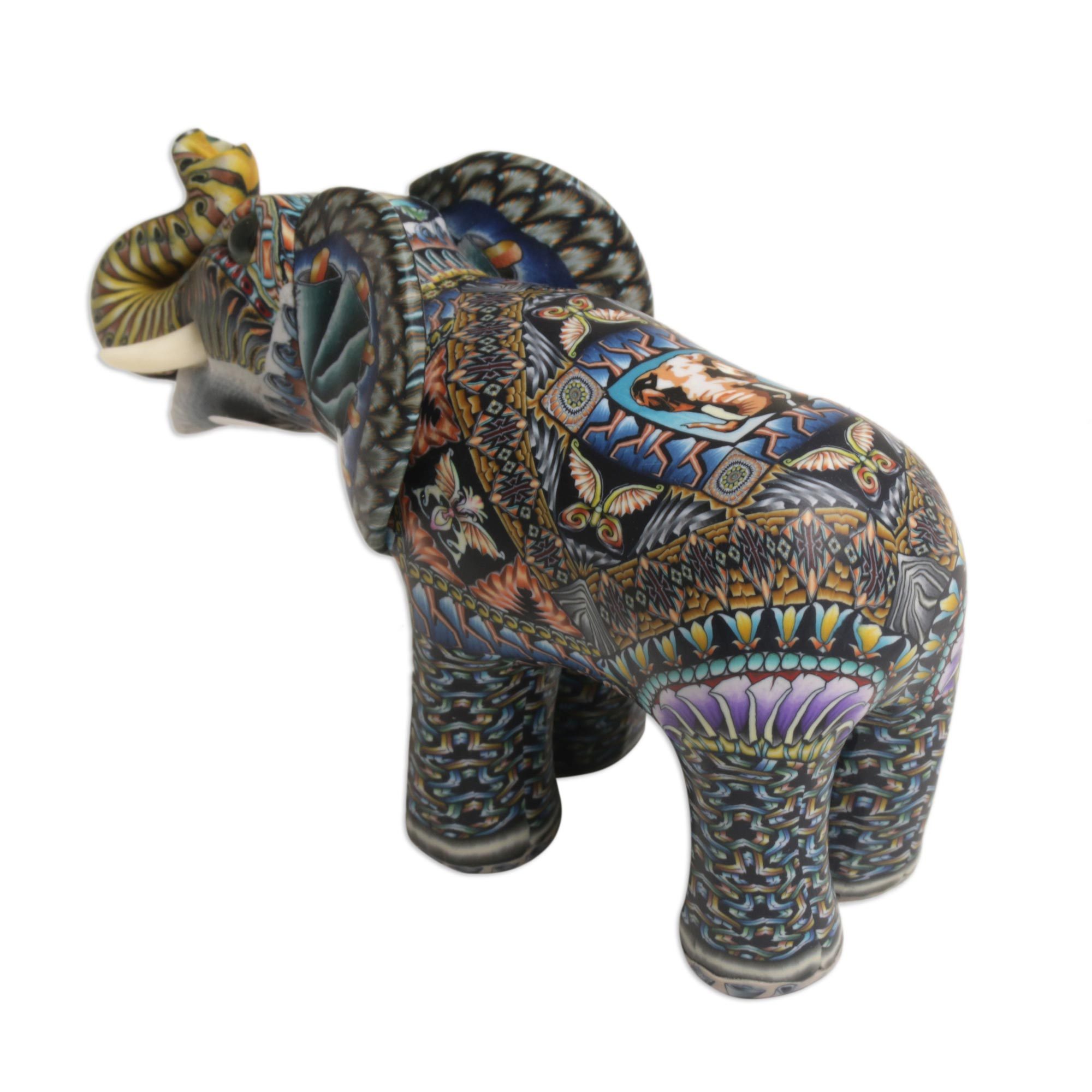 Handcrafted Polymer Clay Elephant Sculpture from Bali Vibrant Baby Elephant NOVICA