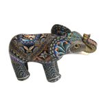 Polymer clay sculpture, 'Vibrant Baby Elephant' - Handcrafted Polymer Clay Elephant Sculpture from Bali