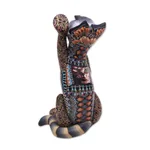 Polymer clay sculpture, 'Begging Cat' - Handcrafted Colorful Polymer Clay Cat Sculpture from Bali