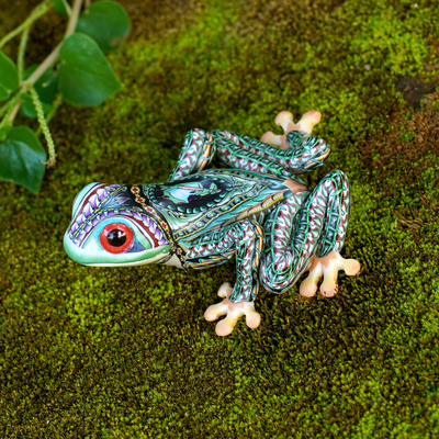 Escultura de arcilla polimérica, (2,8 pulgadas) - Escultura de rana de arcilla polimérica colorida (2,8 pulgadas)