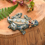 Polymer clay sculpture, 'Horned Lizard' (3.5 inch) - Handcrafted Polymer Clay Lizard Sculpture (3.5 Inch)