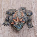 Polymer clay sculpture, 'Horned Lizard' (3.5 inch) - Handcrafted Polymer Clay Lizard Sculpture (3.5 Inch)