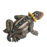 Polymer clay sculpture, 'Horned Lizard' (3.5 inch) - Handcrafted Polymer Clay Lizard Sculpture (3.5 Inch)