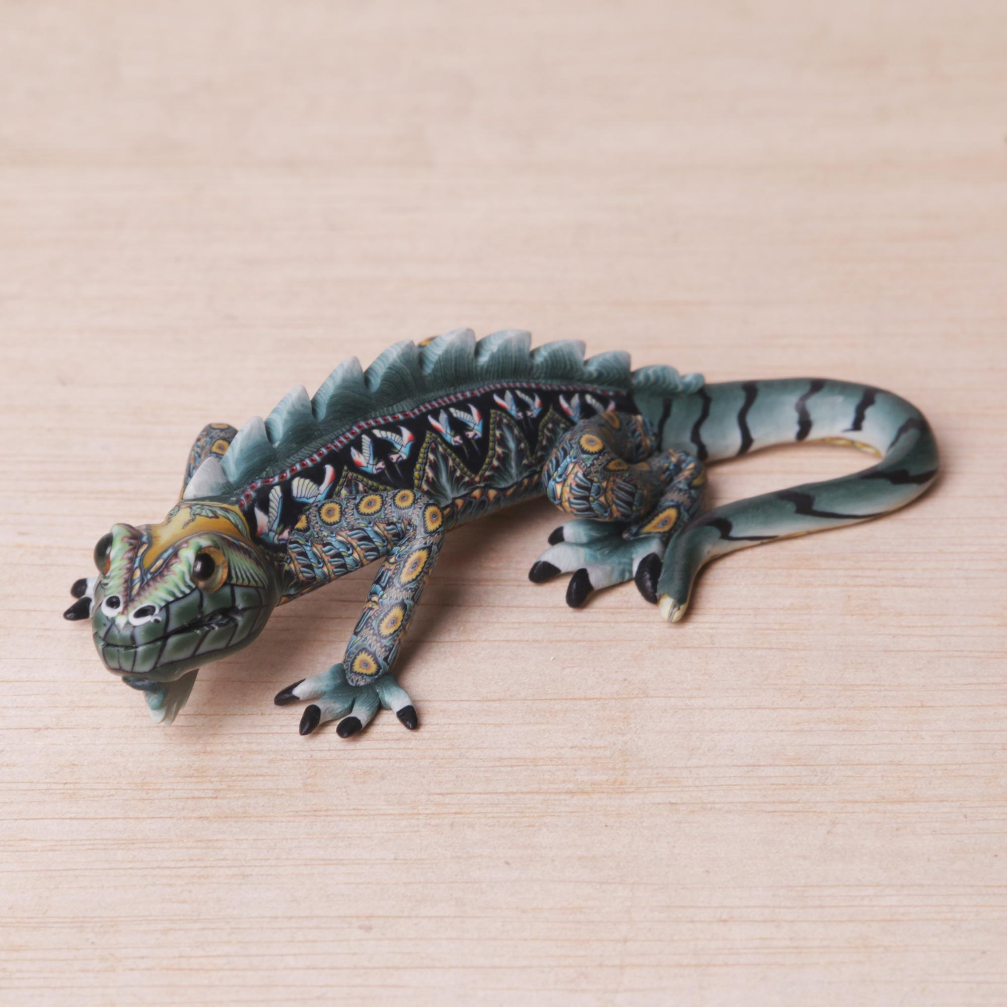 Handcrafted Polymer Clay Iguana Sculpture (4 Inch) - Watchful Iguana ...