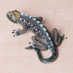 Polymer clay sculpture, 'Watchful Iguana' (4 inch) - Handcrafted Polymer Clay Iguana Sculpture (4 Inch)