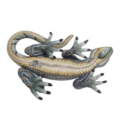 Escultura de arcilla polimérica, (4 pulgadas) - Escultura de iguana de arcilla polimérica hecha a mano (4 pulgadas)