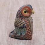 Polymer clay sculpture, 'Decorative Owl' (2.5 inch) - Colorful Polymer Clay Owl Sculpture (2.5 Inch) from Bali